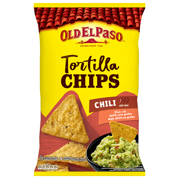 pack of Old El Paso's chili tortilla chips (450g)